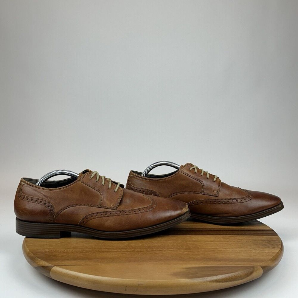 Mens Cole Haan Grand Os Jay Brown Leather Eyelet Wingtip Oxfords Shoes Size 10.5